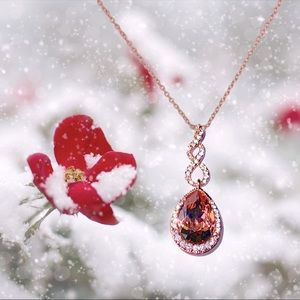 Rose Gold Teardrop Swarovski Crystal Necklace